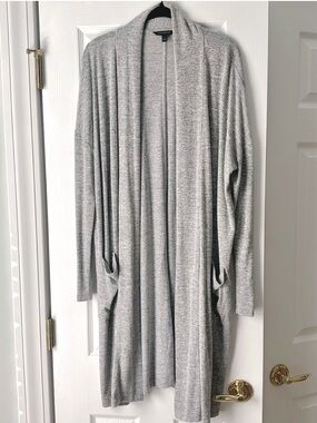 Banana Republic Heather Gray Long Stretchy Cardigan Large